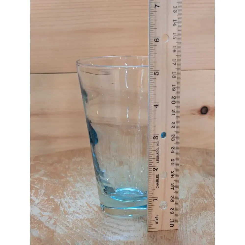 Set of 4 Vintage Libbey Ripple Aqua Saturn Optic Drinking Glasses